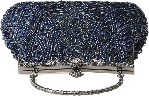 Vista 5 de DA BODAN Bolso de noche para mujer, estilo vintage, con cuentas y lentejuelas y perlas, bolso de hombro para boda, novia, fiesta de graduación