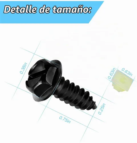 Vista 5 de Moly Magnolia Tornillos de matrícula de 1/4 pulgadas, insertos de nailon Negro