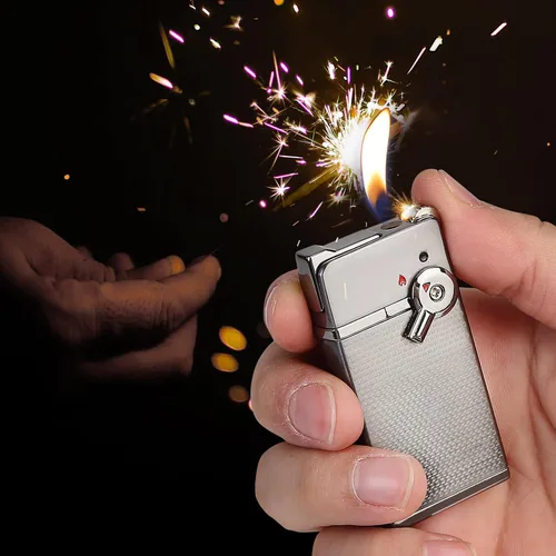 Vista 7 de YUSUD Encendedor de cigarrillos con antorcha, combustible de butano recargable, llama suave/de chorro conmutable, encendedor de cigarrillos