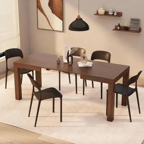Vista 12 de Mobili Fiver, mesa extensible First, fresno negro, fabricada en Italia