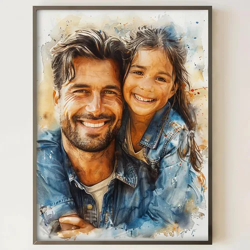 Vista 10 de NAZENTI Retrato Acuarela a partir de Foto, Regalos del Día de la Madre para Mamá, Regalos de Foto para Abuela, Lienzo Personalizado para Mamá