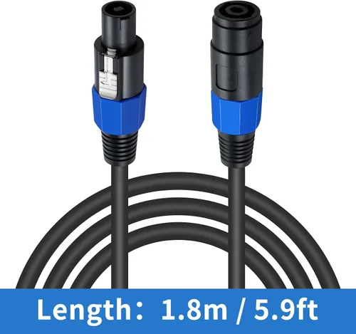 Vista 7 de Poyiccot Cables de extensión Speakon de 6 pies, cable Speakon macho a hembra, cable de audio para escenario DJ PA para amplificador de altavoz