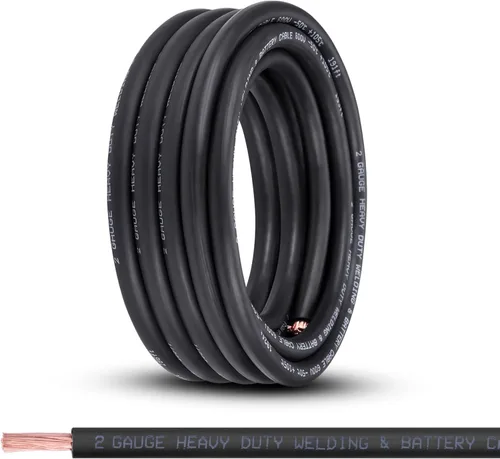 Vista 25 de Cable de batería calibre 1/0, 10 pies rojo + 10 pies negro, 1/0 AWG, alambre de cobre puro, cable de soldadura, para automotriz, batería, solar