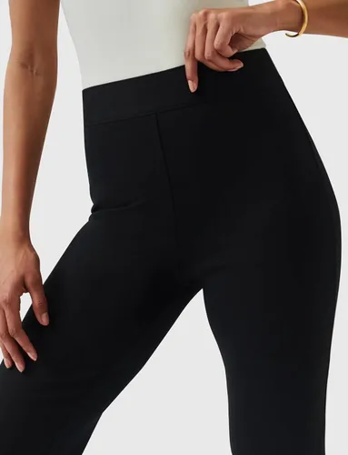 Vista 3 de Houmous Pantalones de trabajo acampanados con cintura alta y dobladillo dividido para mujer, con entrepierna de 31 pulgadas, con bolsillos