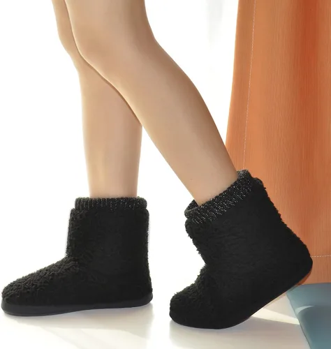 Vista 2 de Pantuflas cómodas y cálidas de forro polar sintético para mujer, con forro de felpa, suela antideslizante para interiores y exteriores