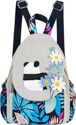 Vista 109 de HUANGGUOSHU Mochila de algodón tejida de algodón bohemio con bordado de lona estilo bohemio con múltiples bolsillos retro linda mochila cartera