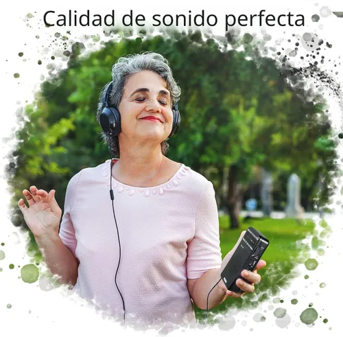 Vista 2 de PRUNUS J-166 - Radio portátil AM FM, Regalos para papá y mamá, Radio operada con pilas con luz de sintonización, clip trasero, excelente recepción