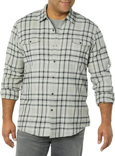 Vista 4 de Tienda Essentials Camisa de franela de manga larga con dos bolsillos para hombre