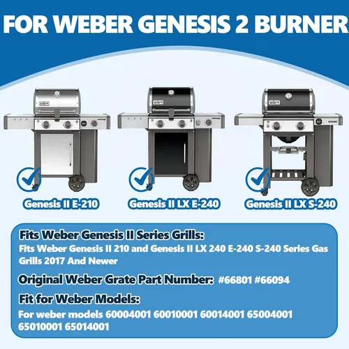 Vista 2 de SafBbcue 66801 Rejillas de cocina de acero inoxidable para Weber Genesis II E-210 LX S/E-240 Series Gas Grills 2017 y posteriores, para Weber