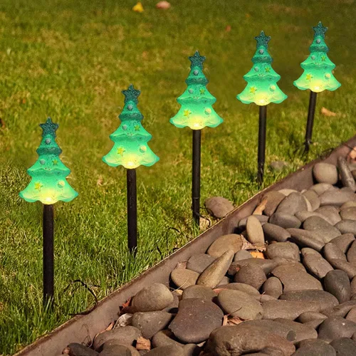 Vista 3 de FANFX Luces de Sendero Navideñas con Energía Solar, Luz Automática Impermeable para Paisaje, Decoración Navideña con Estaca, Luces LED para Senderos