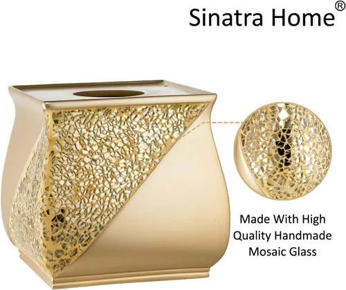 Vista 4 de Zahari Home Sinatra - Caja de pañuelos cuadrada para baño, dormitorio, sala de estar, champán