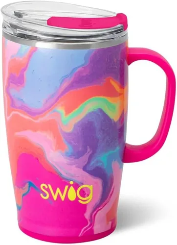 Vista 38 de Swig Life Taza de Viaje de 18 oz, Vaso Aislante con Asa y Tapa, Taza de Café de Viaje, Compatible con Portavasos, Acero Inoxidable, Vaso de 18 oz