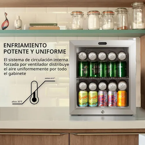 Vista 9 de Whynter - Refrigerador para bebidas con puerta de cristal de doble capa, Mini refrigerador independiente de 68 latas 1.6 pies cúbicos, BR-062WS