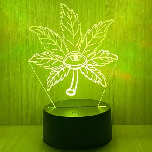 Vista 6 de 420 hojas 3D LED lámpara de mesa luz nocturna ilusión visual óptica decoración del hogar iluminación