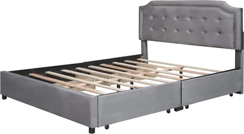 Vista 6 de SOFTSEA Base de cama tapizada Queen con cajones