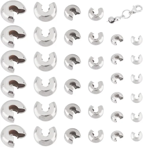 Vista 11 de UNICRAFTALE Alrededor de 200 piezas de cuentas de crimpado de 0.228 in, cuentas de engarce abiertas de acero inoxidable para hacer pulseras y joyas