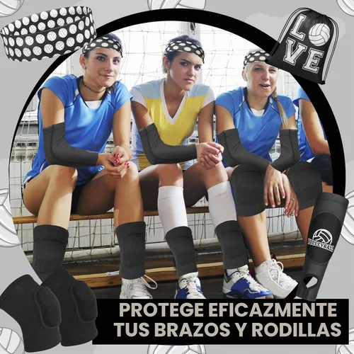 Vista 6 de 6 rodilleras de voleibol y manga de brazo, accesorios de voleibol, equipo de protección, antebrazo, codo, muñequera con almohadilla de protección