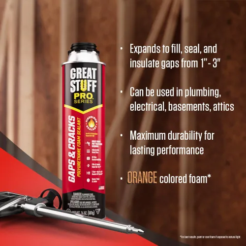 Vista 2 de Great Stuff Pro Lagunas y Grietas Kit de Espuma en Aerosol – Sellador Naranja Certificado contra el Fuego Rellena Brechas de hasta 3 Pulgadas