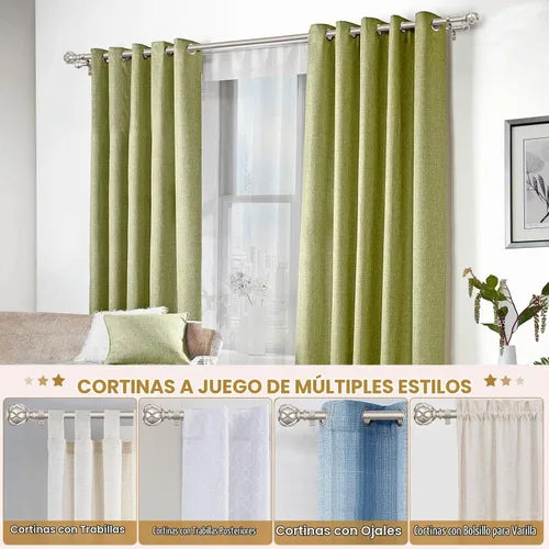 Vista 4 de KAMANINA Barras de cortina dobles para ventanas de 72 a 144 pulgadas, oro Dorado champán