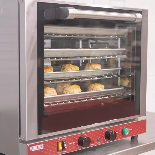 Vista 3 de Kratos Horno comercial, horno de convección eléctrico de encimera de tamaño medio con control de vapor, acero inoxidable, 208/240V (29M-059)