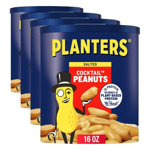 Vista 18 de PLANTERS Cacahuetes tostados secos, proteína a base de plantas, ligeramente salado, aperitivo de maní, tarro de 16 onzas