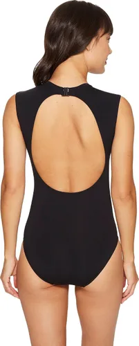 Vista 3 de Seafolly Womens Castaway rayas Active Cap Sleeve Maillot de una sola pieza negro (Active Black)