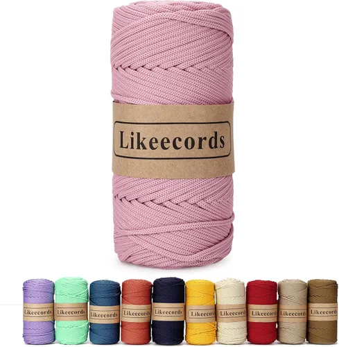 Vista 21 de Likeecords Cordón de macramé trenzado de poliéster de 0.157 in, 140 yardas, 426 pies, hilo elástico para bolsa de ganchillo para manualidades