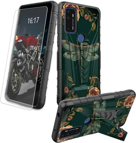 Vista 52 de Funda para AT&T Maestro Max 2021/Cricket Ovation 2 con protector de pantalla de vidrio templado, funda resistente con función atril integrada