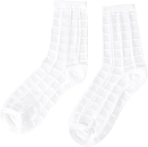 Vista 3 de Verdusa 5 pares de calcetines transparentes de malla a cuadros para mujer