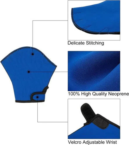 Vista 3 de 1 Pair Swimming Gloves Aquatic Swim Training Gloves Neoprene Webbed Gloves Fitness Water Resistance Glove for Men Women Children Unisex