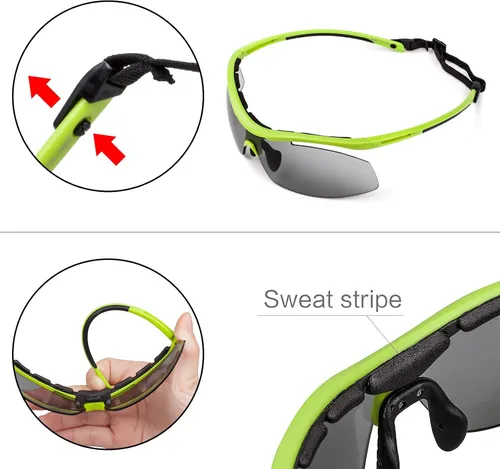 Vista 6 de MEETLOCKS Gafas de sol deportivas resistentes a los arañazos con marco TR90 elástico
