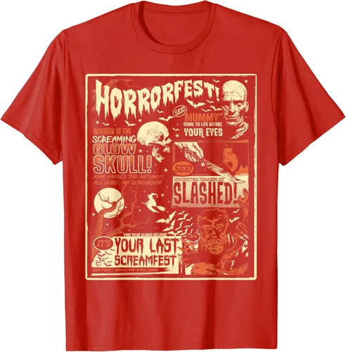 Vista 63 de Vintage Horrorfest Movie Poster Terror Old Time Halloween Camiseta S Negro
