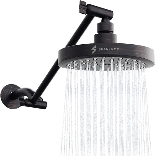 Vista 14 de SparkPod Cabezal de Ducha de Lluvia Redondo con Brazo de Extensión - Cabezal de Ducha de Altura Ajustable con Rendimiento de Alta Presión