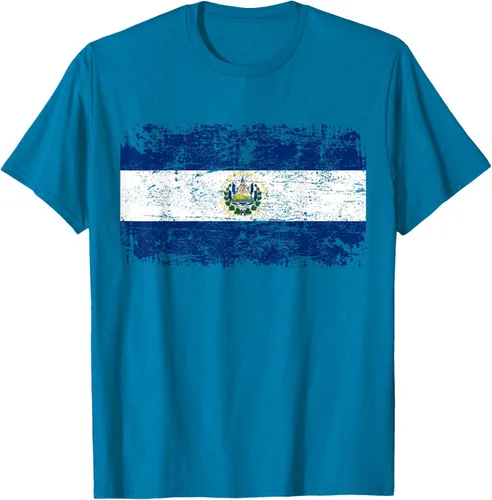 Vista 6 de EL SALVADOR Bandera Vintage Hombres Mujeres Niños Camiseta EL SALVADOR