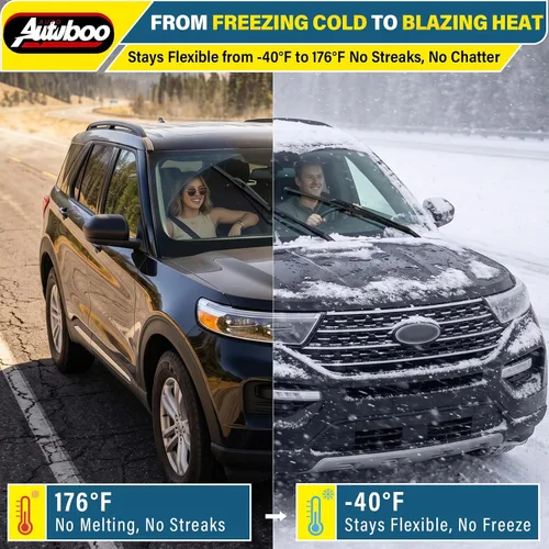 Vista 4 de AUTOBOO Limpiaparabrisas de silicona profesional de 16 + 16 pulgadas