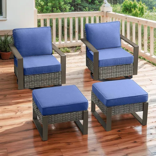 Vista 38 de Rilyson Sofá de mimbre para patio al aire libre, sofá de muebles de patio de ratán con marco resistente, mimbre de polietileno para todo