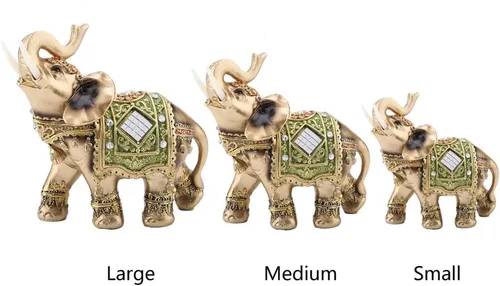 Vista 2 de Hztyyier Estatua de elefante verde Feng Shui, decoración de paquidermo de la suerte para el hogar, oficina, riqueza, suerte, regalo