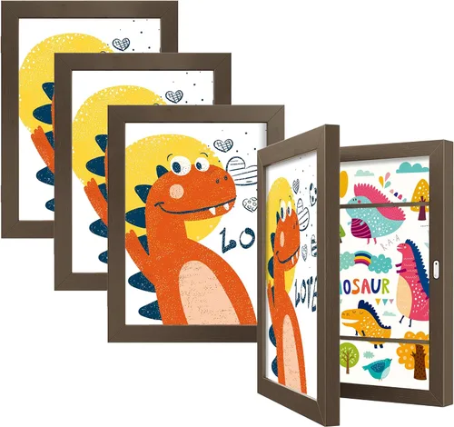 Vista 16 de BAIJIALI Marcos de arte negros para obras de arte infantiles, apertura frontal con capacidad para 150 dibujos, manualidades 3D, 2 paquetes de 8.5 x
