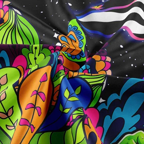 Vista 6 de JAWO Tapices alienígenas geniales, tapiz mágico psicodélico de hongos psicodélicos OVNI para colgar en la pared, decoración del hogar