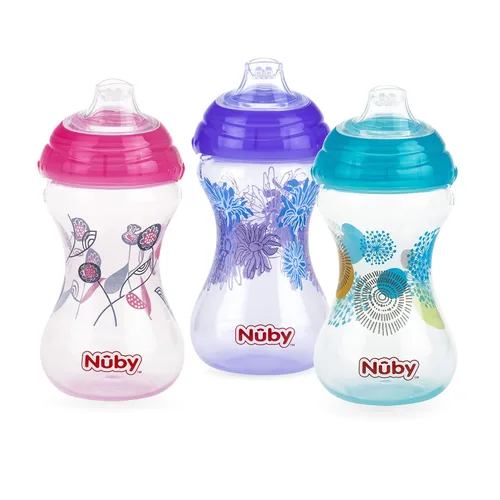 Vista 9 de Nuby Paquete de 3 caño suave "Pinpoint" sin derrames Clik-It, niño, 10 onzas