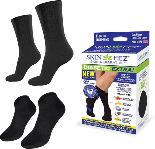 Vista 10 de Skineez - Calcetines hidratantes para diabéticos, Negro