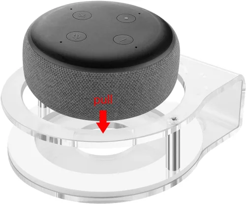 Vista 2 de Geekria Soporte de pared acrílico compatible con Echo Dot (3ª generación) altavoz inteligente con reloj LED y Alexa, soporte de altavoz estable