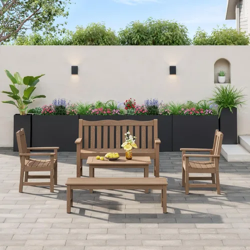 Vista 9 de Stoog - Macetero alto rectangular de metal de 38" - Macetero para todo clima para uso en interiores/exteriores, con estante extraíble y diseño Negro