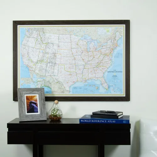 Vista 2 de Craig Frames mapa de viaje clásico de los Estados Unidos, Papel, 24 x 36 pulgadas