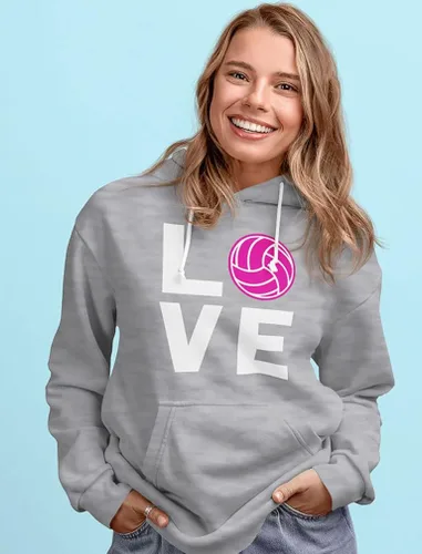 Vista 2 de Sudaderas con capucha para adolescentes y mujeres con diseño de voleibol