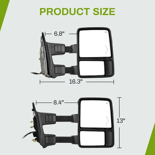 Vista 8 de AUTOSAVER88 Espejos de remolque compatibles con Ford F250, F350, F450 y F550, modelos 2008 a 2016. Espejo con luz de giro ámbar, climatizado