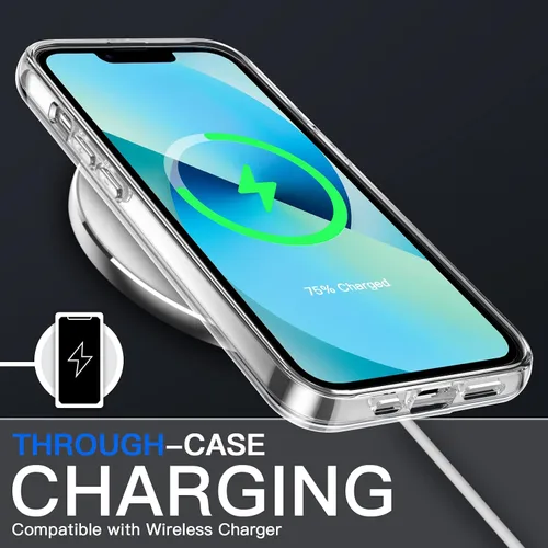 Vista 7 de JETech Funda 5 en 1 para iPhone 13 Pro Max, antiamarilleo, transparente 2 protectores de pantalla de vidrio templado, 2 protectores de lente
