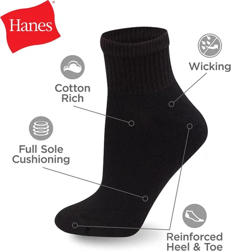 Vista 4 de Hanes Ultimate Women's 6-Pack Comfort Toe Seamed Ankle Socks