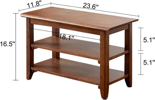 Vista 2 de XKZG Banco de Almacenamiento con Zapatero de Madera, Banco para Zapatos de Madera Sólida Rústica para Entrada (Marrón, 23.6")