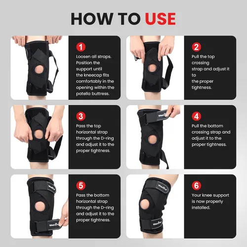 Vista 6 de Welnove Rodillera de apoyo y compresión. Rodilleras cruzadas para estabilidad de rodilla, estabilizadores laterales para correr, entrenamiento